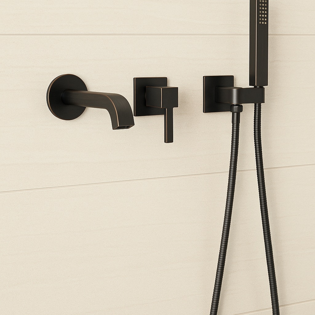 Fontana FS9797 oil rubbed bronze wall mounted tub filler with hand shower